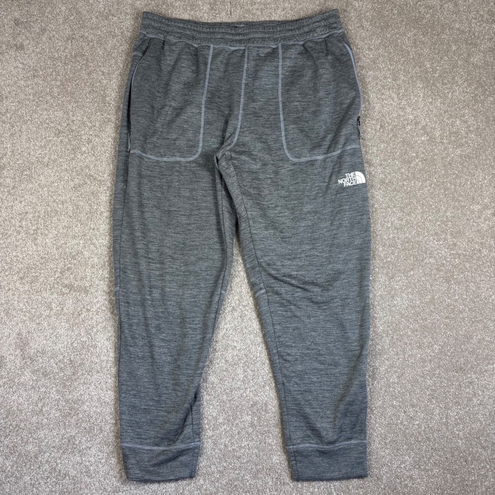 The North Face Mens Gray Heather Fleece Joggers Size Large Tapered Sweatpants